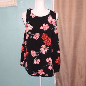 14th & Union Black Floral Tank Top